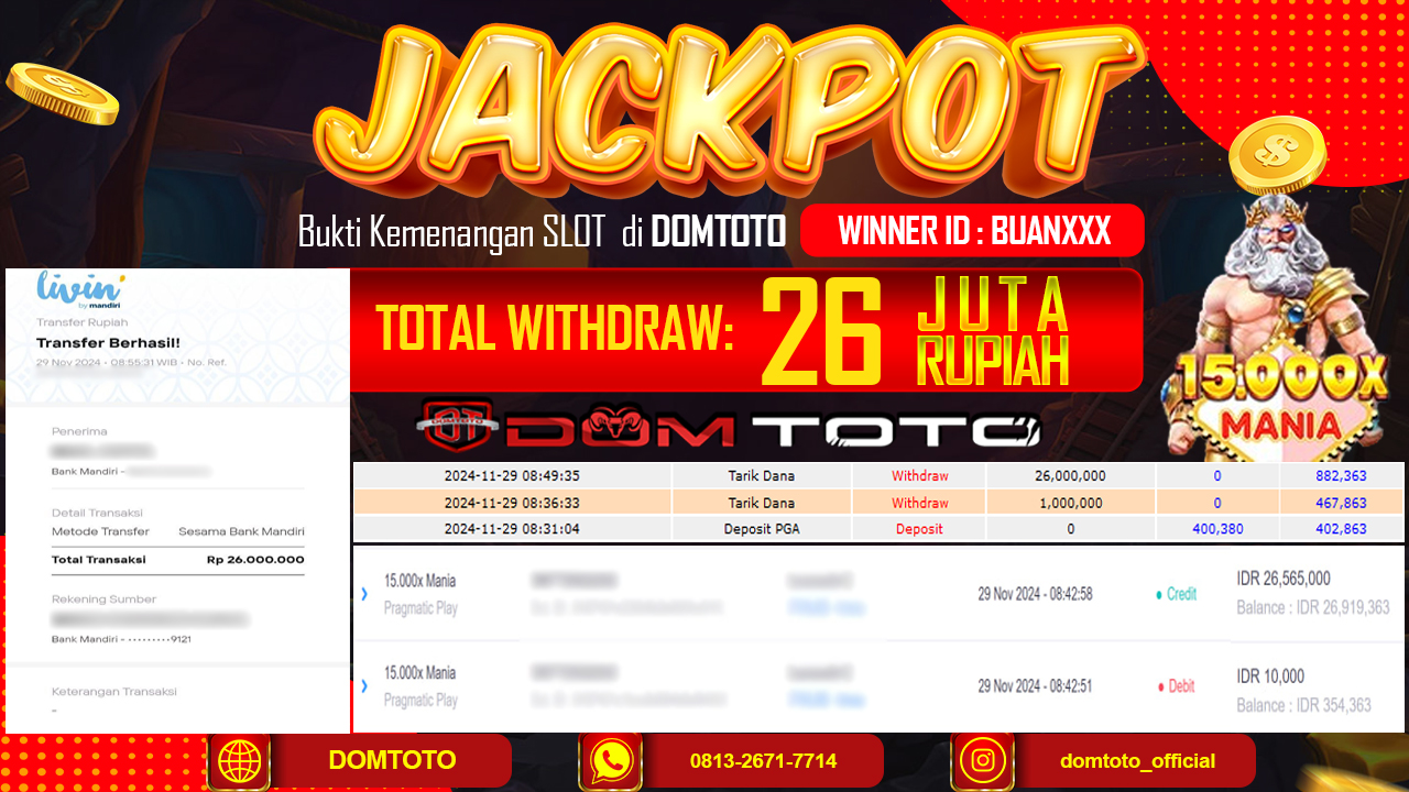 JACKPOT  SLOT 15.000X MANIA 29 NOVEMBER 2024